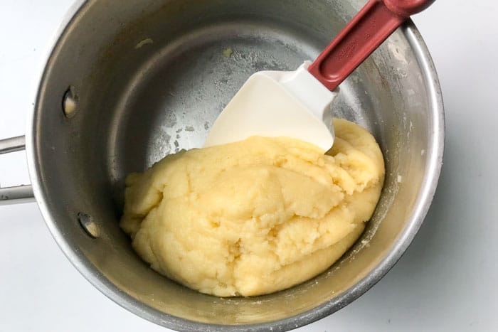 Choux pastry after flour has been mixed in