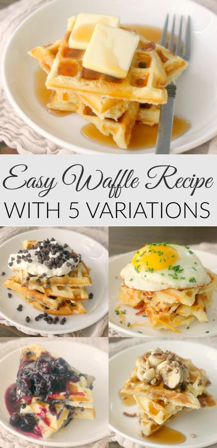 This Easy Waffle Recipe is the only waffle recipe you will ever need! This quick waffle recipe can be used for simple classic waffles or can be used to make endless variations of waffle flavors!