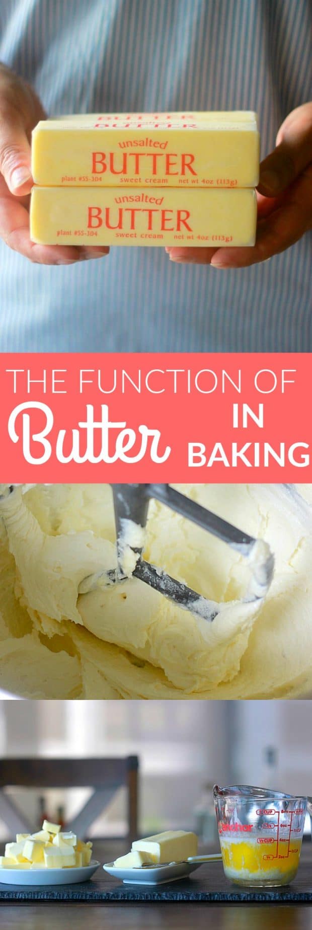 Understanding the function of butter in baking can be incredibly useful in becoming a better baker! Butter is a key ingredient in many baked goods. Having a grasp on the science of butter's various roles in baking is beneficial in using butter more successfully to create beautiful pastries and baked goods. 