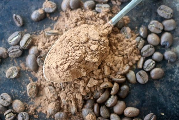 Cocoa powder and coffee beans