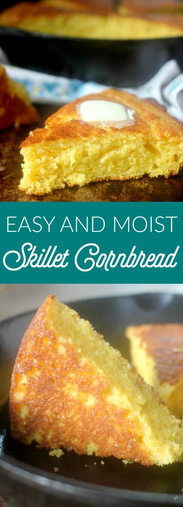This easy and moist cornbread recipe is a true southern treat made with tangy buttermilk and cooked in a cast iron skillet to achieve that iconic crispy bottom. This one bowl recipe is incredibly versatile and is a great base recipe to create endless variations! 