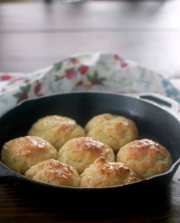 Buttery biscuits in a skillet