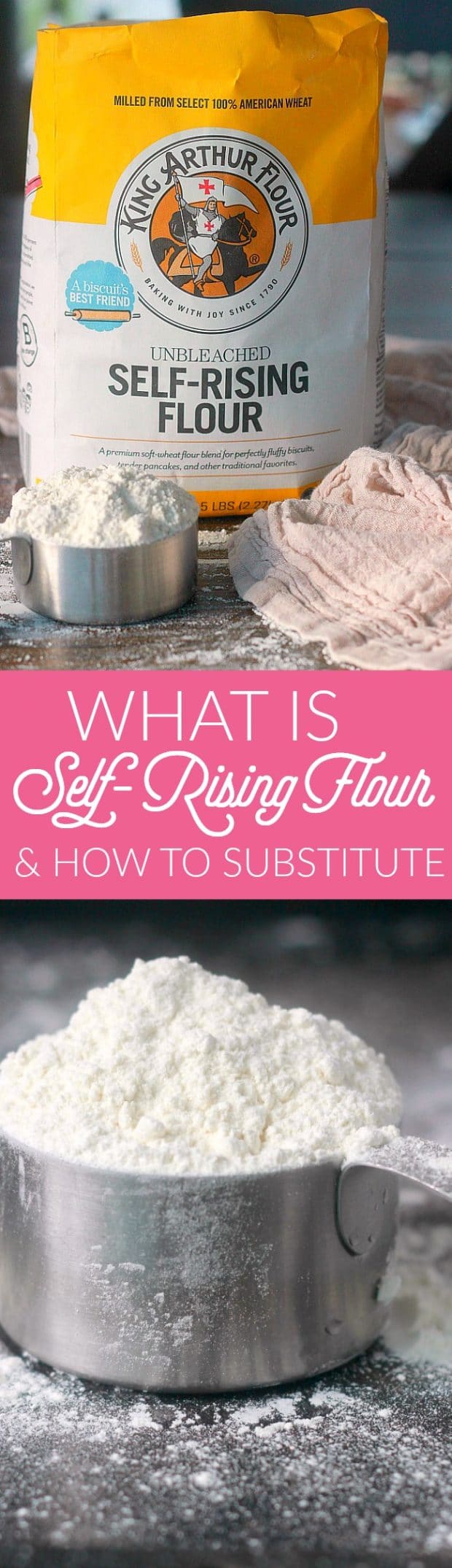 Self-rising flour combines three of the most common baking ingredients into one. To make your own self-rising flour substitute you can use these three common pantry ingredients: all-purpose flour, baking powder, and salt! 