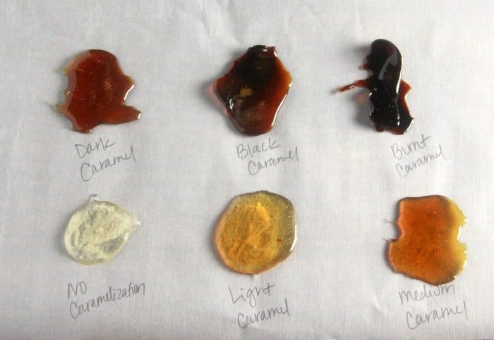 Showing the color contrast between the stages of caramel