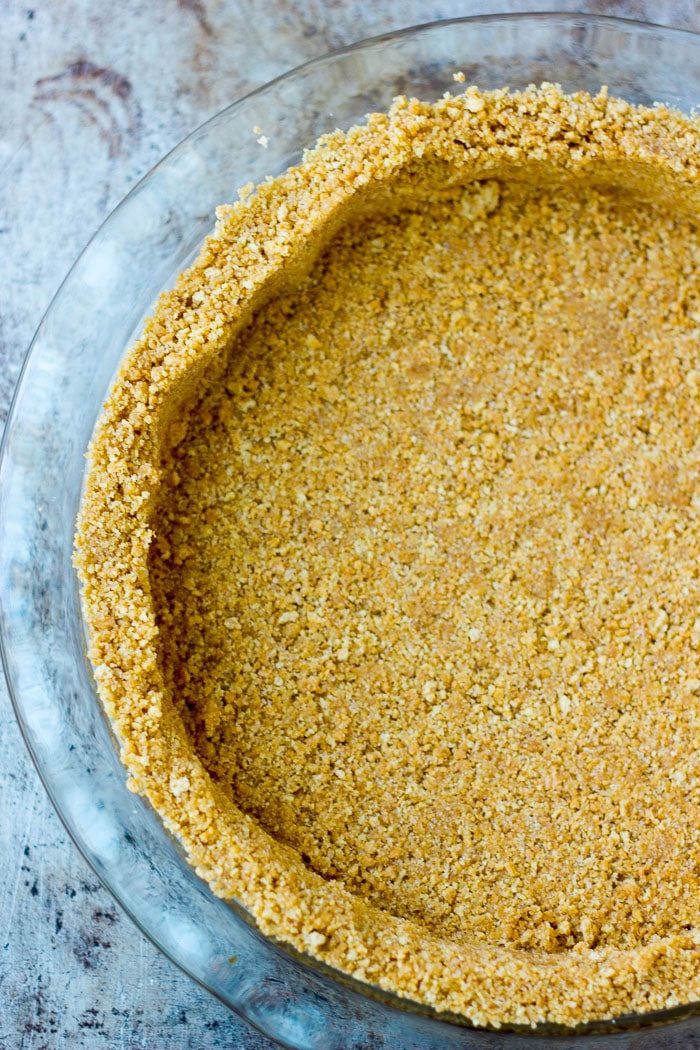 Graham cracker crust in a pie plate